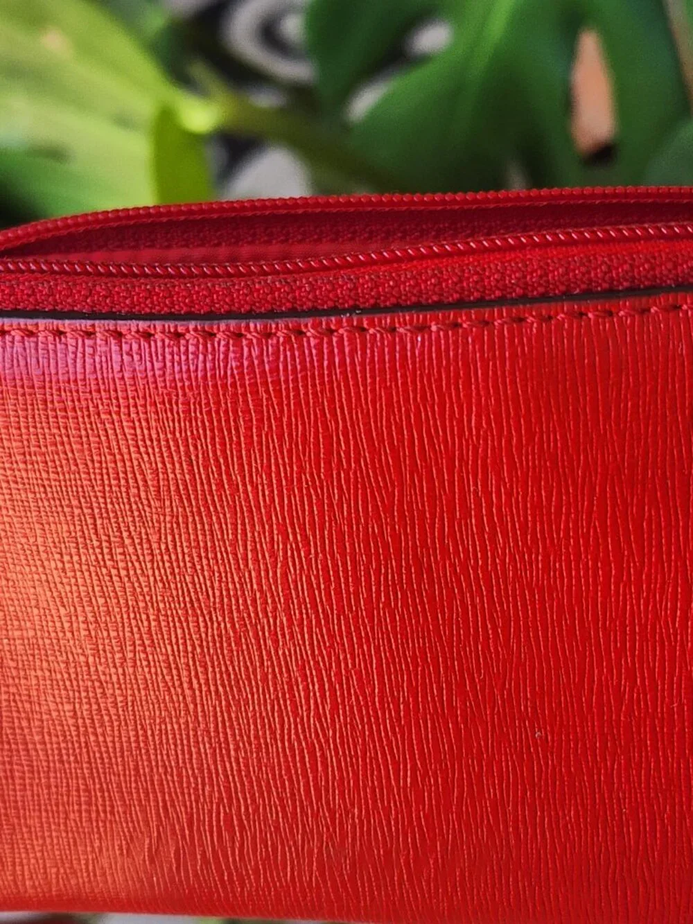 Coach Cross Grain Leather Corner Zip Wristlet Wallet in Red